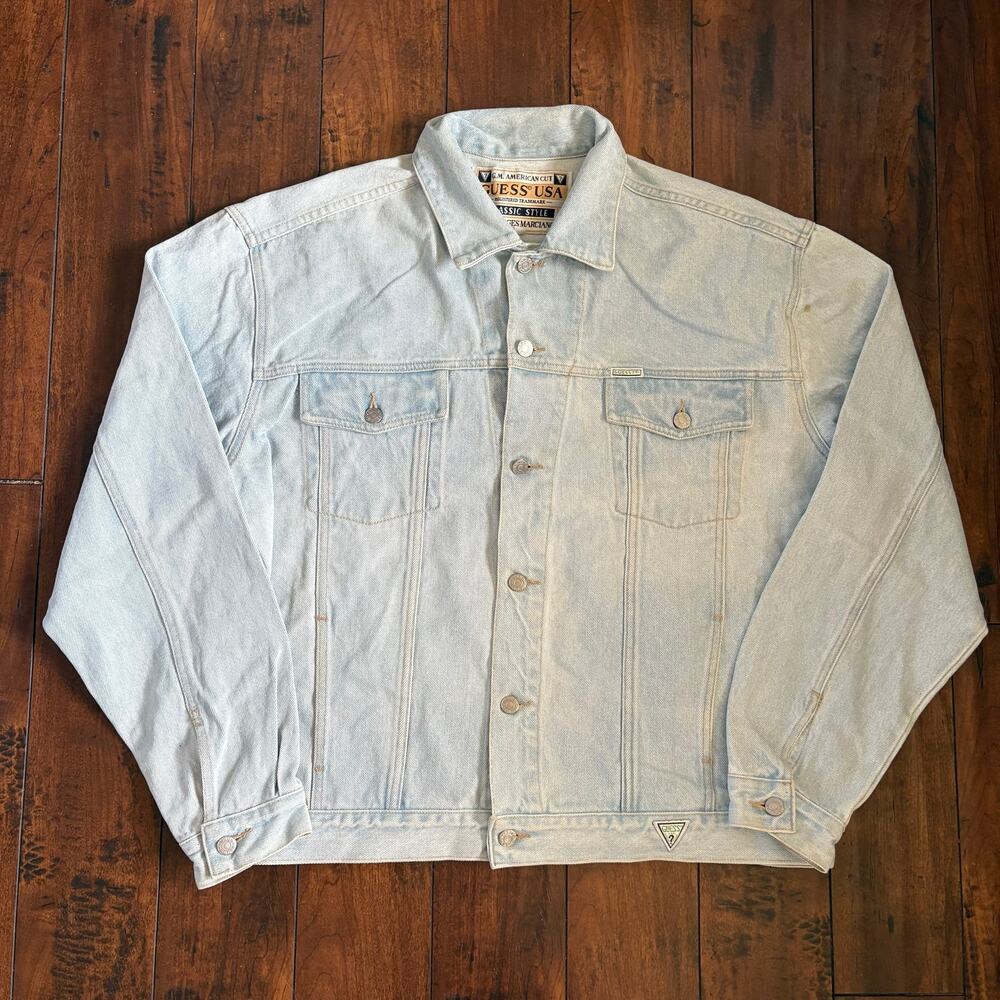 Vintage Guess by Georges Marciano Denim Jacket Mens XXL Blue Trucker Washed